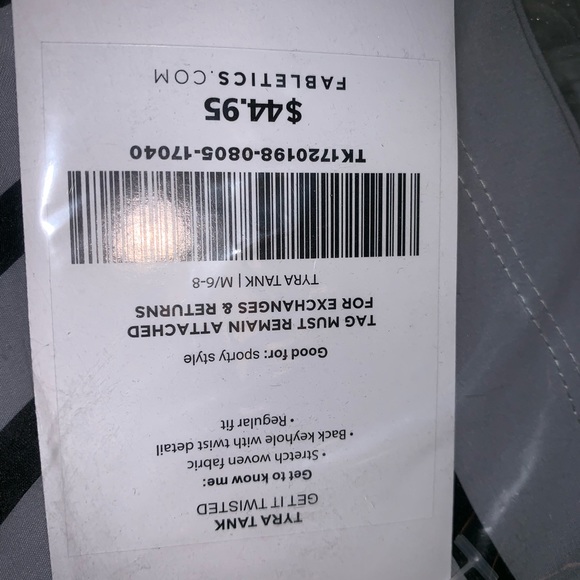 Tyra Tank Gray/Black Fabletics Medium - Picture 5 of 6